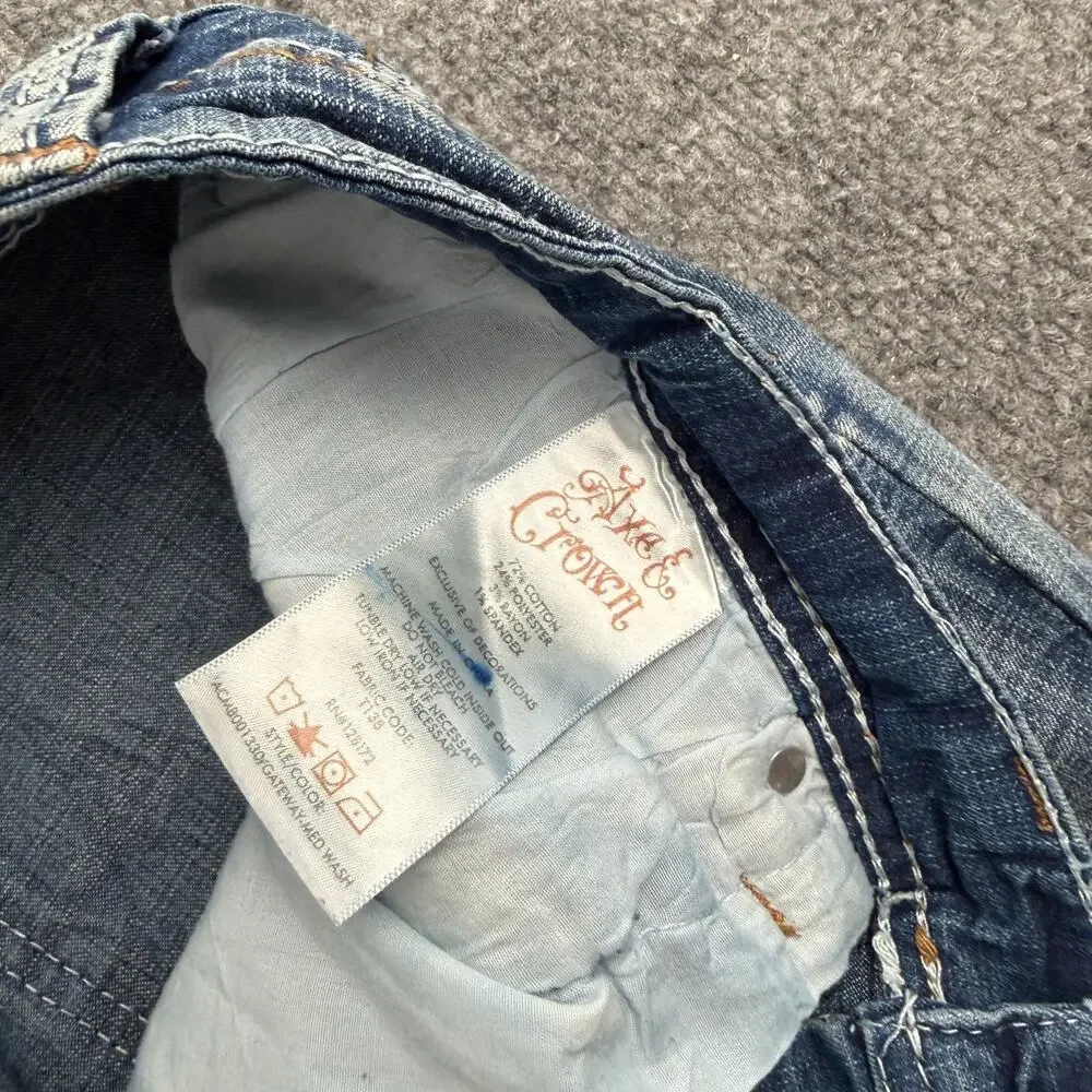 Axe & Crown Classic Straight Jeans Men's 33x30 Y2K Distressed Faded Denim